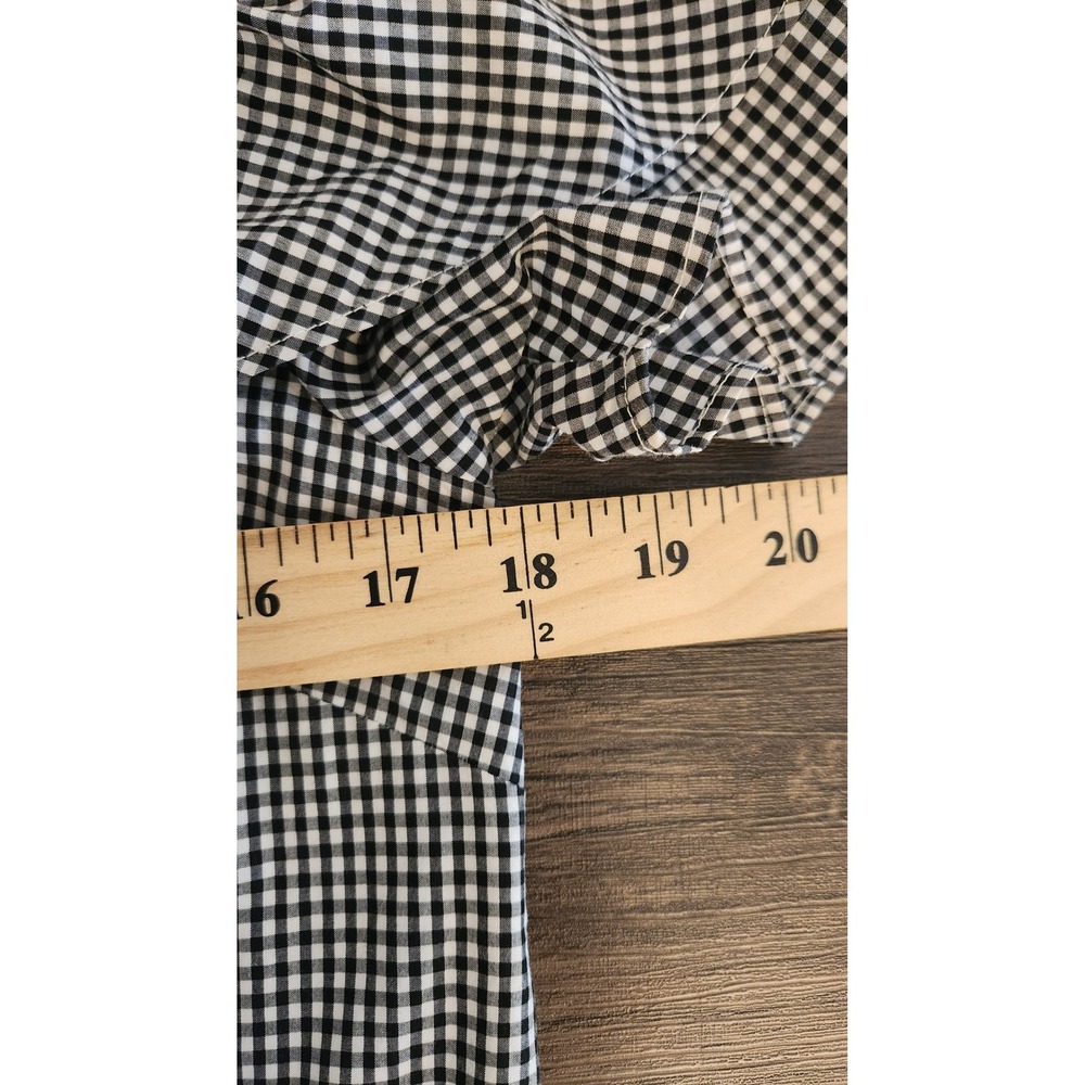 J Crew Womens Black White Micro Gingham Dress Ruffle Tiered Belted Size 6 - Picture 9 of 9